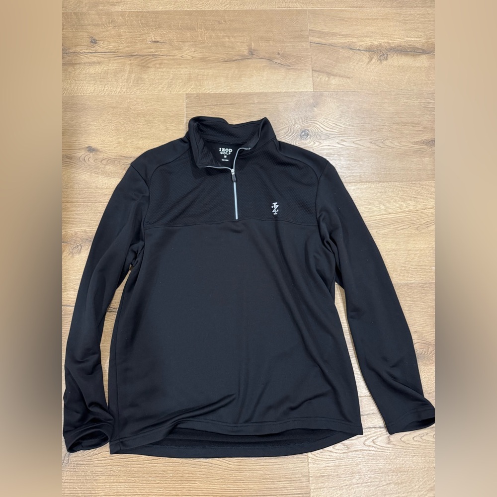 Izod Golf Black Long Sleeve Quarter-Zip Pullover